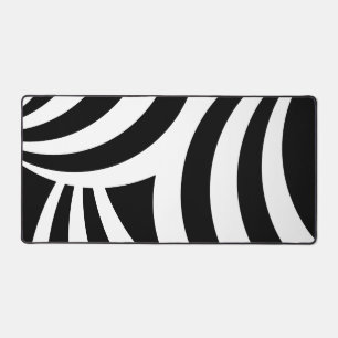Abstract Black & White Wavy Lines Desk Mat