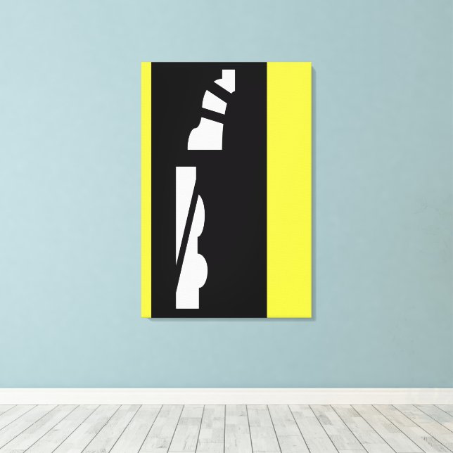 Abstract Black White & Yellow Canvas Print (Insitu(Wood Floor))