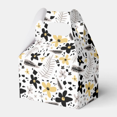 Abstract Black Yellow Gray Seamless Floral Pattern Favor Boxes