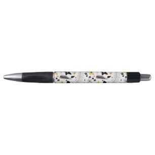 Abstract Black Yellow Gray Seamless Floral Pattern Pen