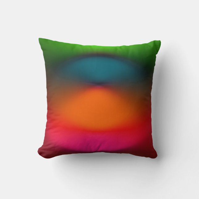Abstract Blend of Green, Orange, Pink & Red Throw Pillow (Front)
