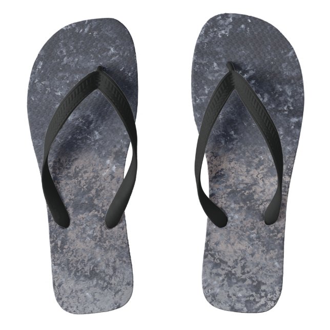 Abstract Blends Black Gray Tan White Flip Flops (Footbed)
