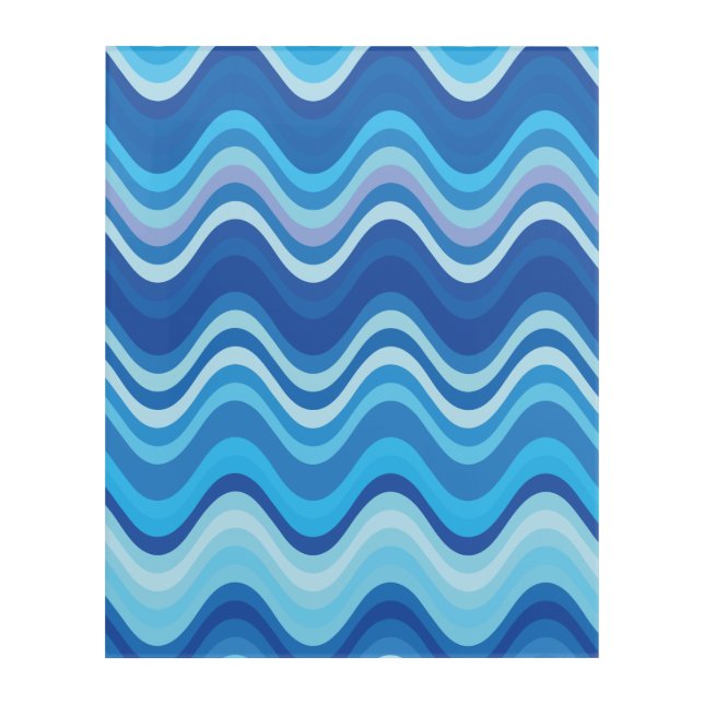 Abstract bleu wavy lines patterns acrylic print (Front)