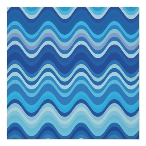 Abstract bleu wavy lines patterns poster