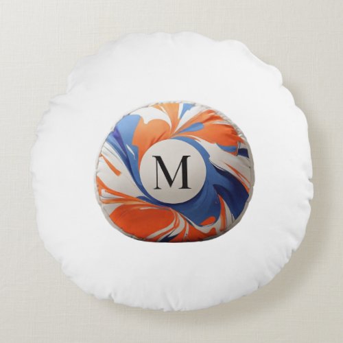 Abstract Bliss with B on a face and M on other Round Pillow