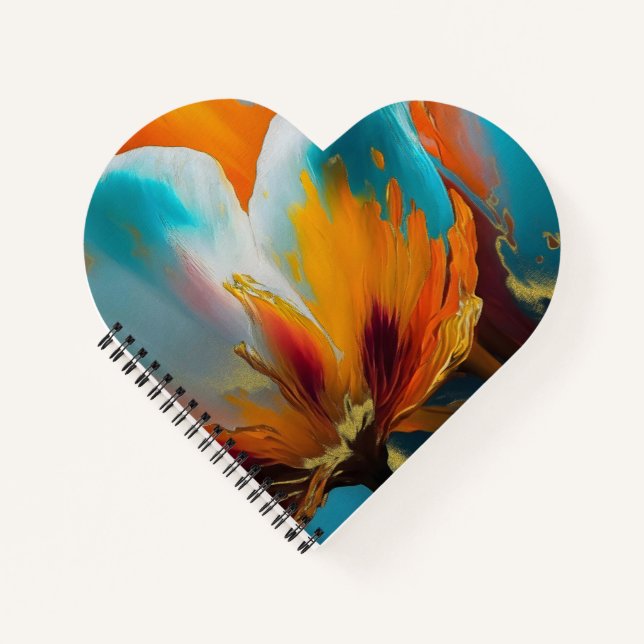 Abstract Bloom in Orange and Teal Notebook (Front)