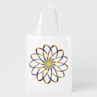 abstract blu flower grocery bag