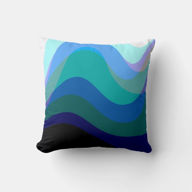 Abstract Blue 303 - Groovy Flowing Art Throw Pillow (Front)