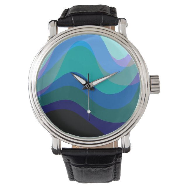 Abstract Blue 303 - Groovy Flowing Art Watch (Front)