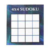 Abstract Blue 4x4 Sudoku Template Notepad