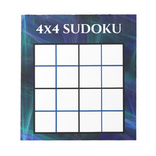 Abstract Blue 4x4 Sudoku Template Notepad