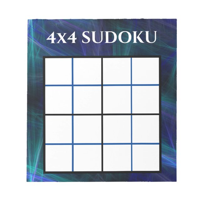 Abstract Blue 4x4 Sudoku Template Notepad (Front)