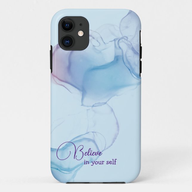 Abstract blue alcohol ink iPhone Case (Back)