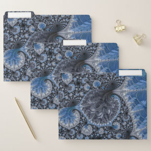 Abstract Blue and Black Intricate Fractal File Folder