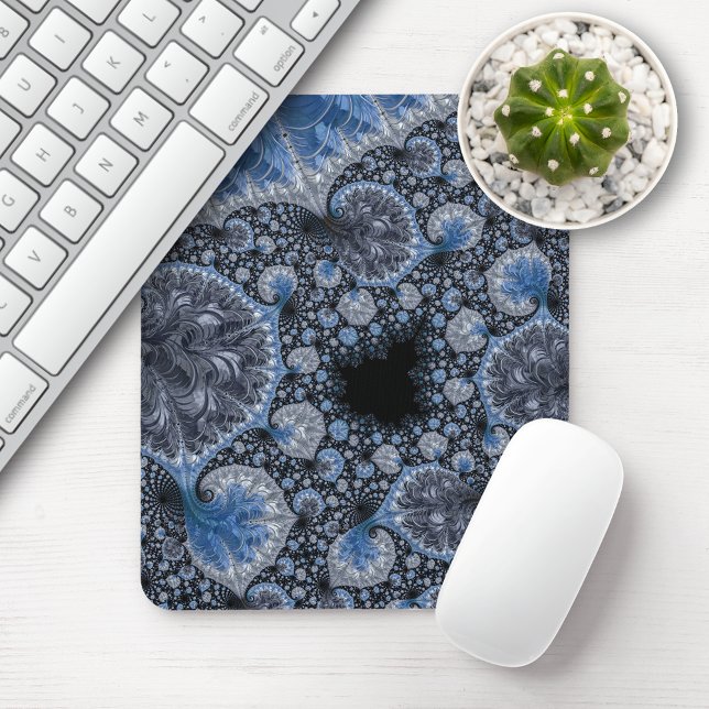 Abstract Blue and Black Intricate Fractal Mouse Pad (Creator Uploaded)