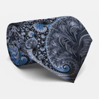Abstract Blue and Black Intricate Fractal Neck Tie