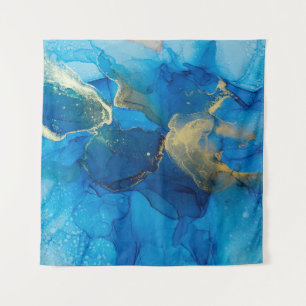 Abstract blue and gold fragment of colorful backgr tapestry