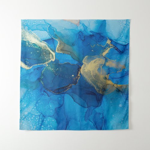 Abstract blue and gold fragment of colorful backgr tapestry