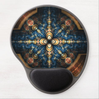 Abstract Blue and Gold Geometric Pattern "Portal" Gel Mouse Pad