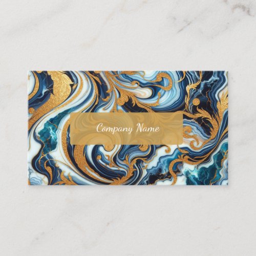 Abstract Blue and Gold Marble Design Business Card