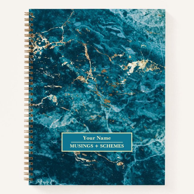 Abstract blue and gold marble Notebook (Front)