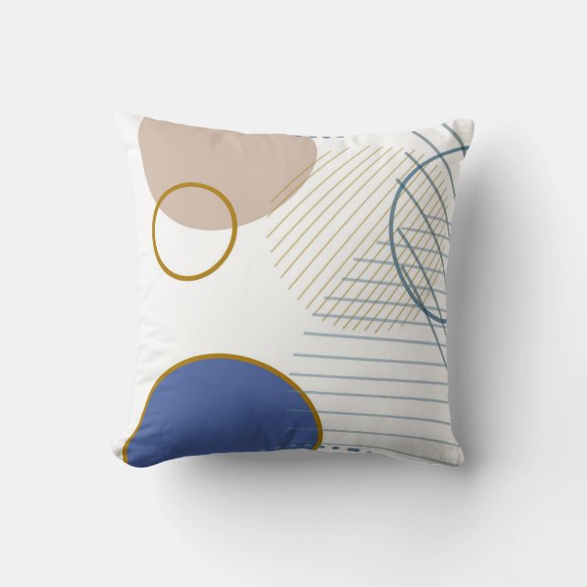 Abstract blue and gold throw pillow  (Front)
