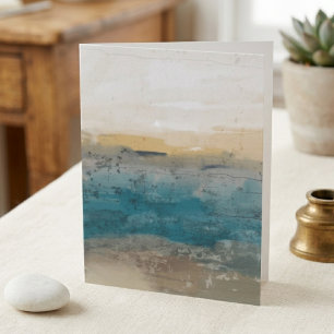 Abstract Blue and Gold Watercolor Landscape Card