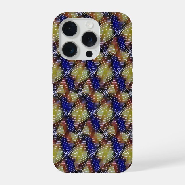 Abstract blue and gold wave geometric pattern 1299 iphone case (Back)