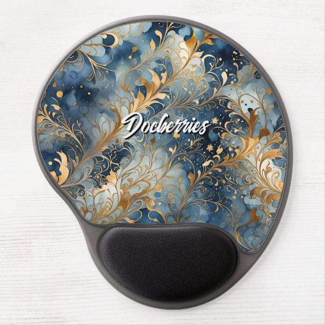 Abstract Blue and Golden Gel Mouse Pad (Front)