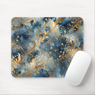 Abstract Blue and Golden Mouse Pad