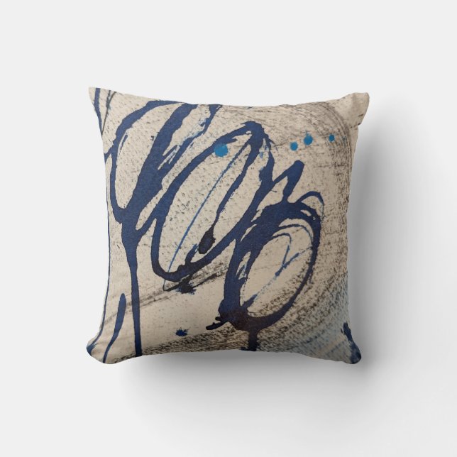 Abstract Blue and Gray 000  Throw Pillow (Front)