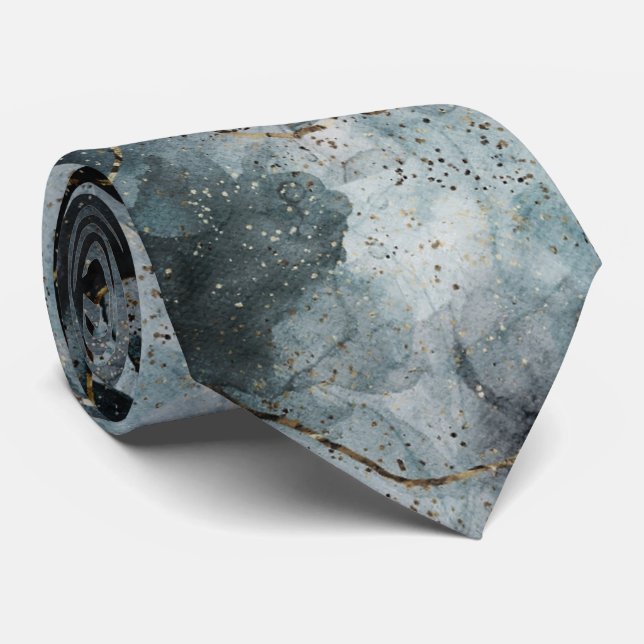 Abstract Blue and Gray  Mens Fashion Neck Tie (Rolled)