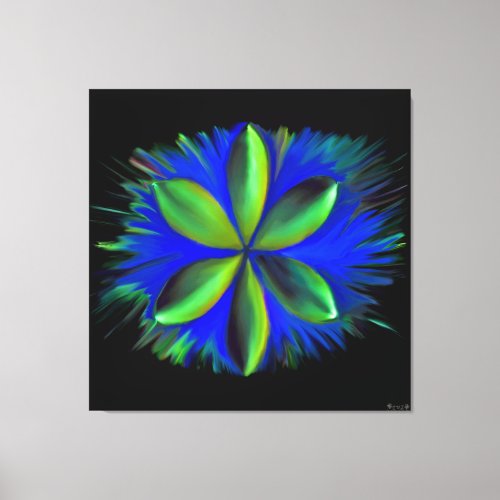 Abstract Blue and Green Blossom Canvas Print