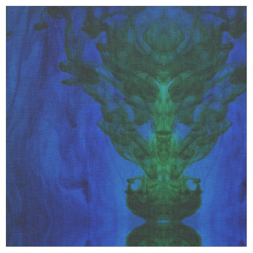 Abstract Blue and Green Dye Swirls Fabric