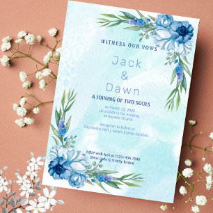 Abstract Blue and Green Floral Wedding Invitation