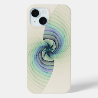 Abstract Blue and Green Spiral iPhone 15 Case