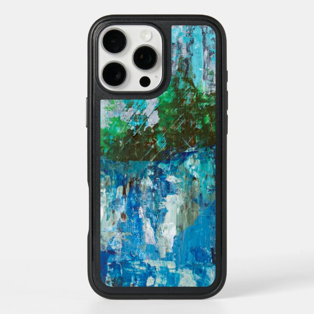 Abstract Blue and Green Textured Landscape Otterbox iPhone Case (Back)