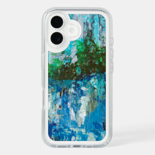 Abstract Blue and Green Textured Landscape iPhone 16 Case