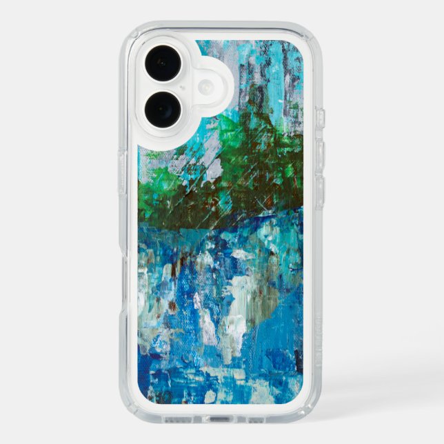 Abstract Blue and Green Textured Landscape Speck iPhone Case (Front)