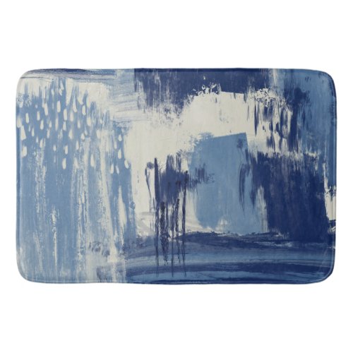 Abstract Blue and Ivory Bath Mat