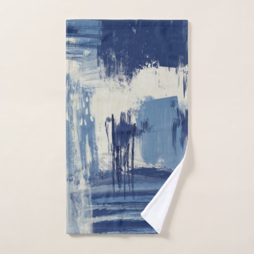 Abstract Blue and Ivory Bath Towel Set