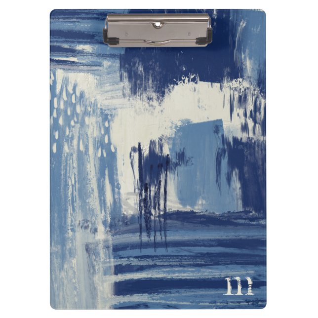 Abstract Blue and Ivory Clipboard (Front)