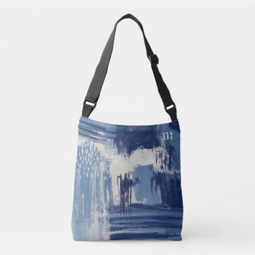 Abstract Blue and Ivory Crossbody Bag