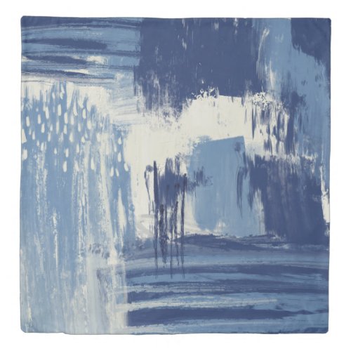 Abstract Blue and Ivory Duvet Cover