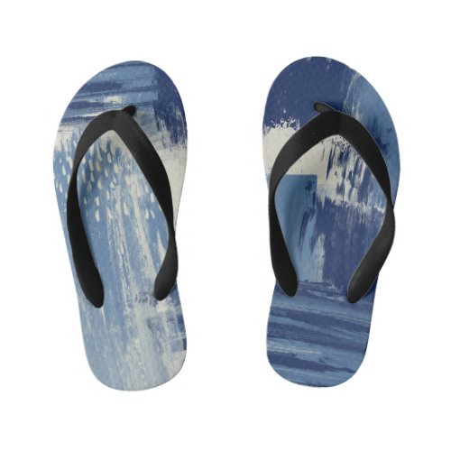 Abstract Blue and Ivory Kids Flip Flops