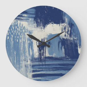 Abstract Blue and Ivory Large Clock