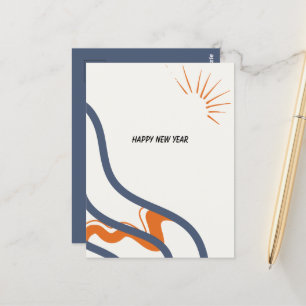 Abstract Blue and Orange 2025 new year Postcard