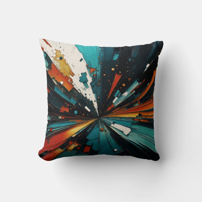 Abstract Blue And Orange 607 Throw Pillow (Front)