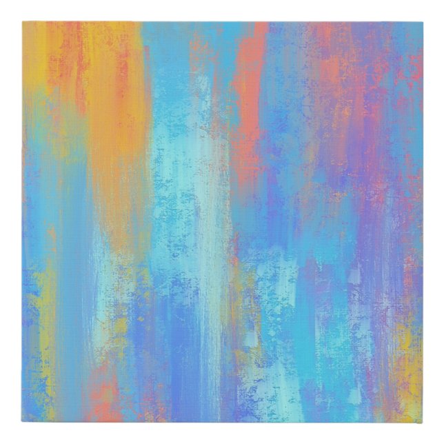 Abstract Blue and Orange Faux Canvas Print (Front)