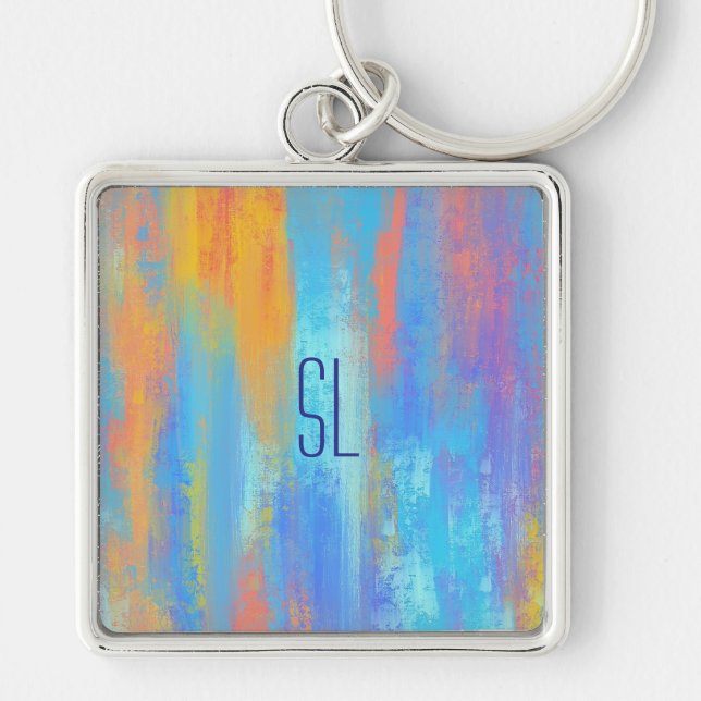 Abstract Blue and Orange Keychain (Front)